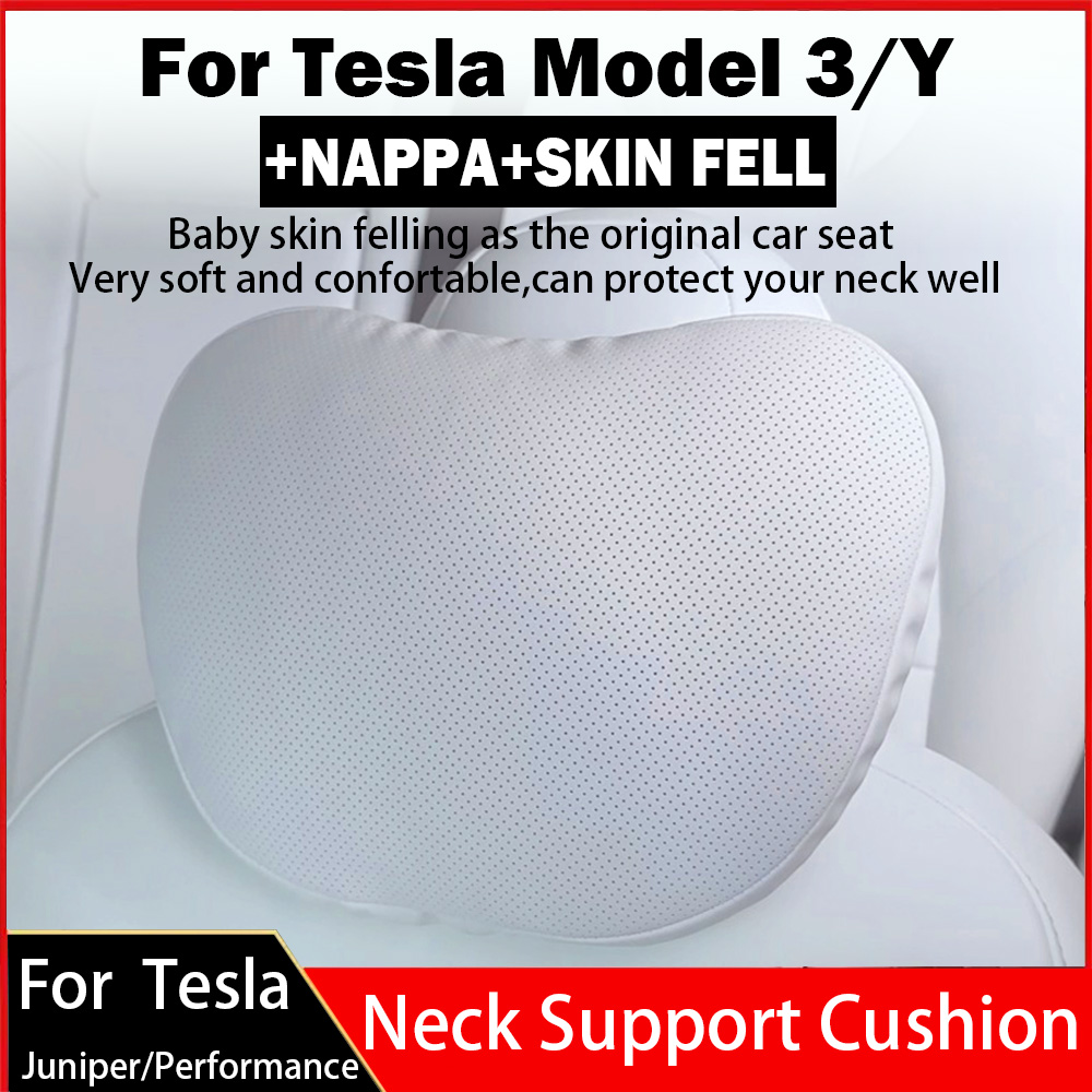 Neck Pillow Memory Foam - For Tesla Model 3/Y Juniper Flocking/Leather