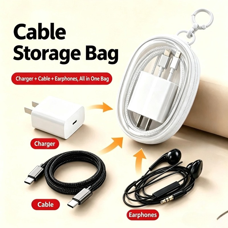 Cable Organizer Travel - Portable Travel Waterproof Data Cable Storage