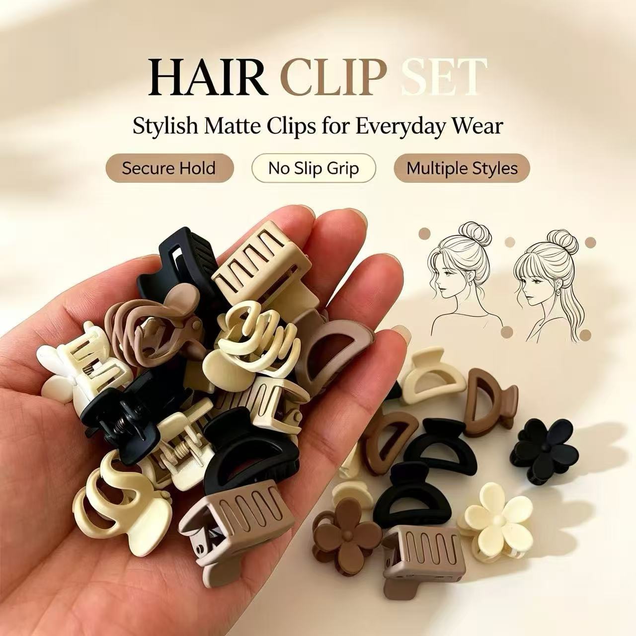 Travel Accessories Useful - 10/20/30pcs Beige Mixed Pack Small Clips,