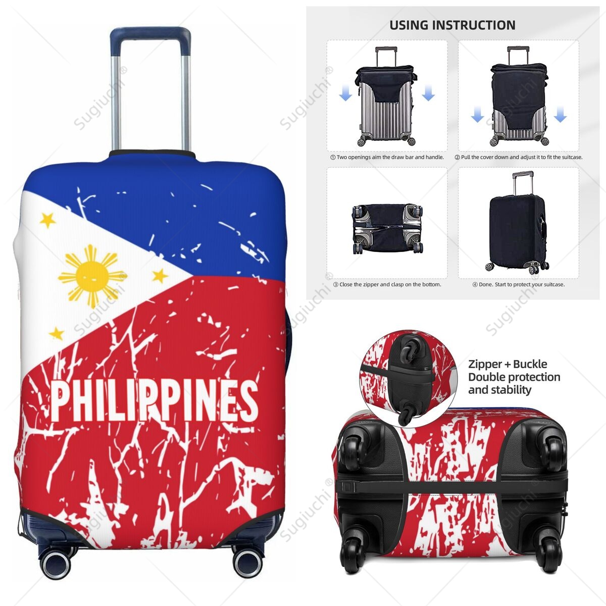 Travel Accessories Philippines - Philippines Flag Luggage Cover Suitcase Elastic
