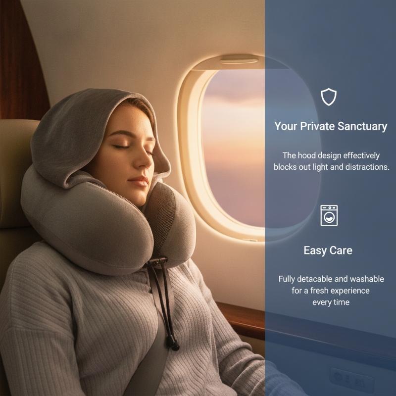 Neck Pillow Memory Foam - @*Memory Foam Travel Neck Pillow Hooded