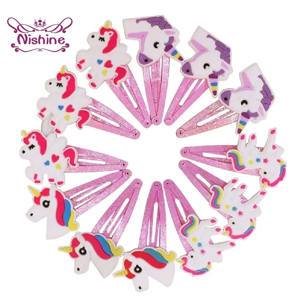 Travel Accessories For 10 Year Old Girl - Nishine 10pcs/lot Unicorn Hair Clips Cartoon