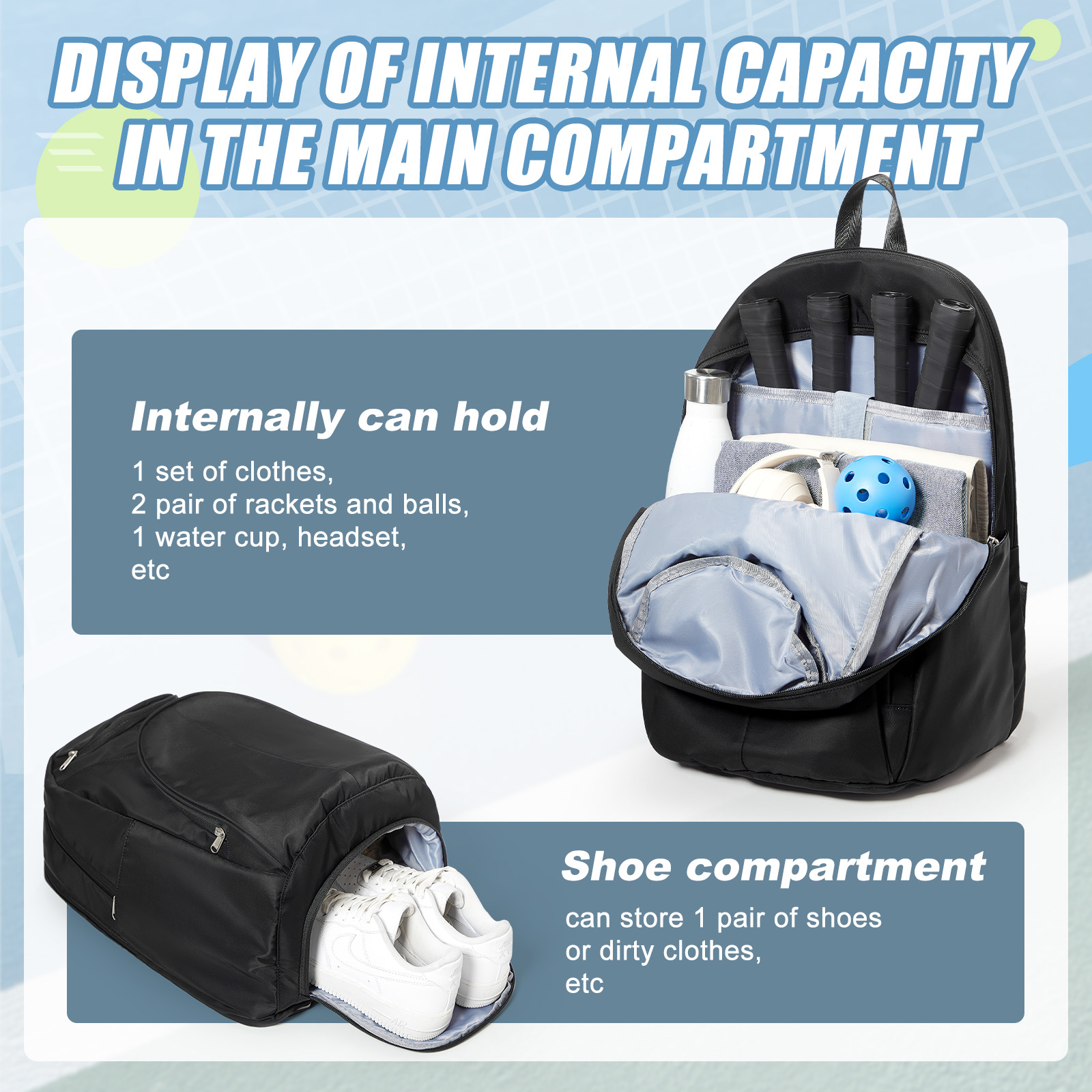 Tennis Bag Tennis Backpack 2 R - Shoe Bag Travel recension och pris