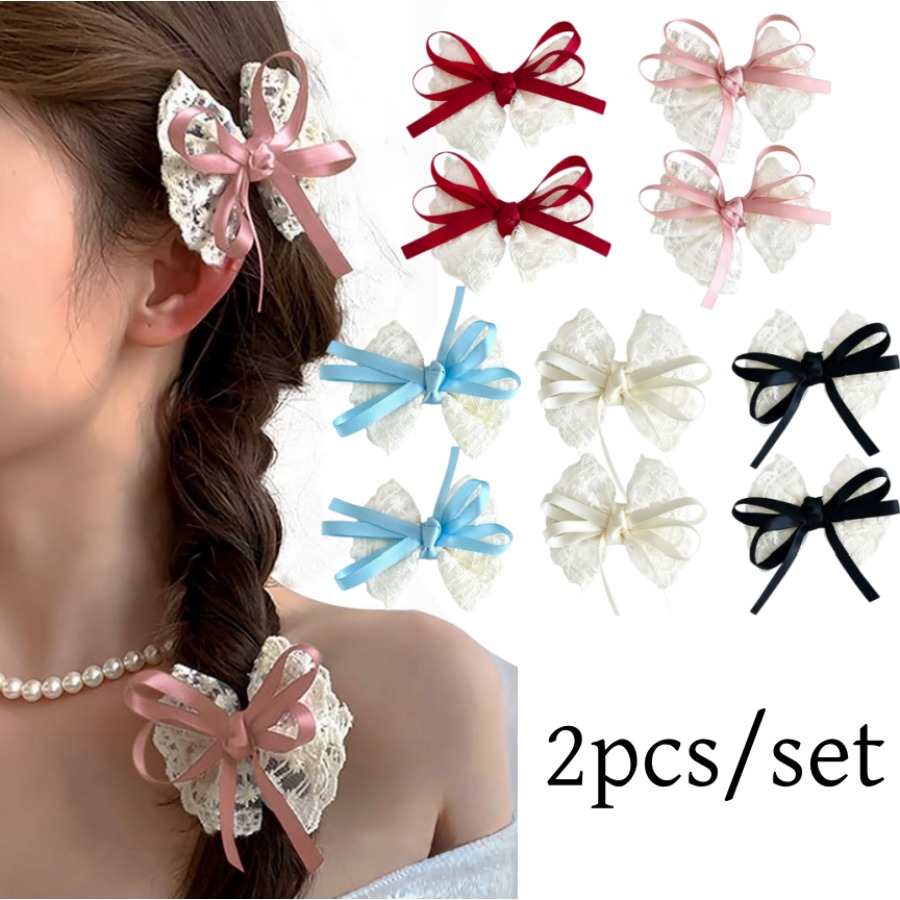 2pcs/set Cute Lace Bow Hair Cl - Travel Accessories For 10 Year Old Girl recension och pris