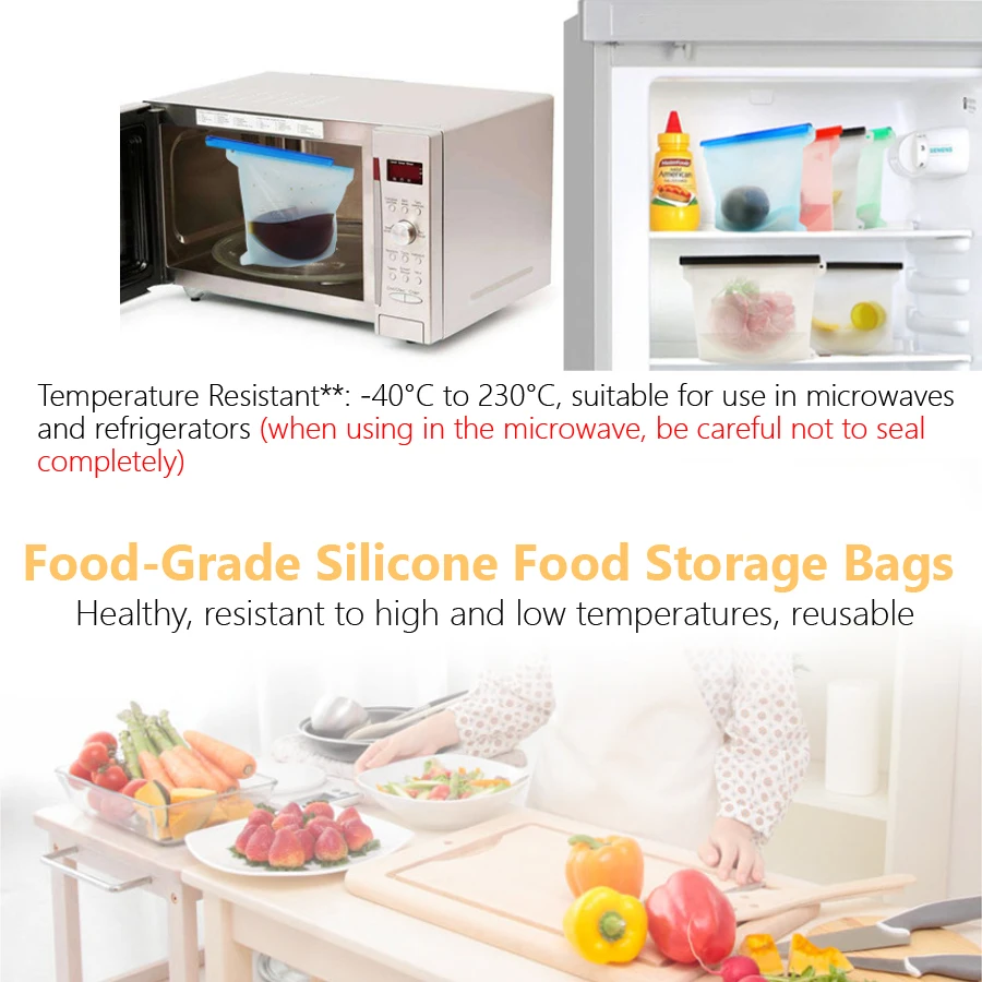 1000ml Reusable Silicone Food  - Reusable Zip Bag recension och pris