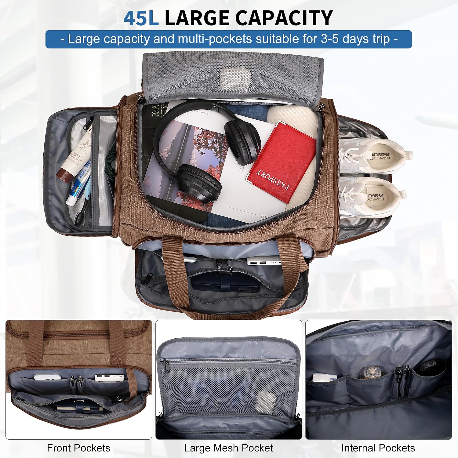 Canvas Duffle Bag for Men 3 in - Shoe Bag Travel recension och pris