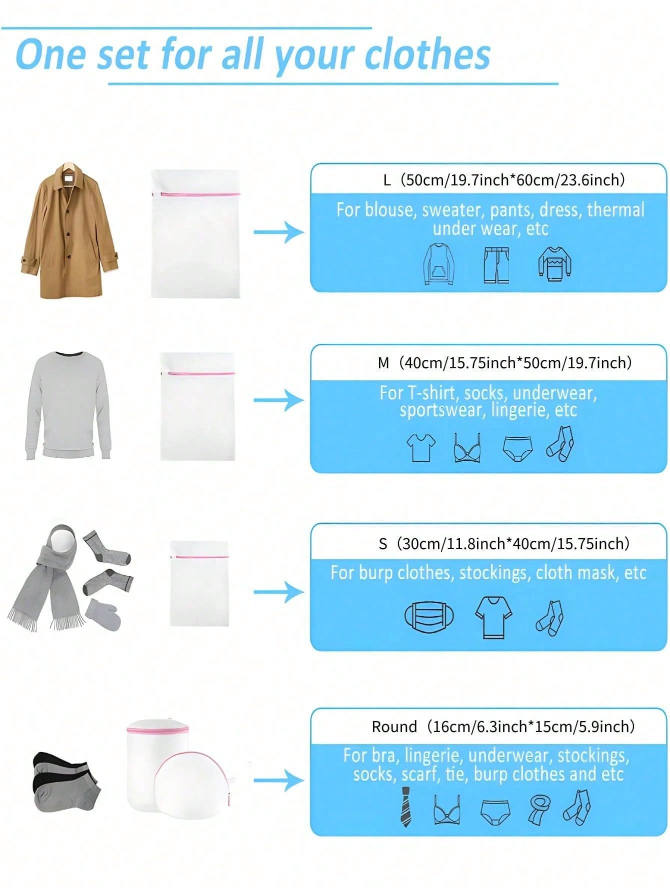 3Pcs/Set Zipped Laundry Bags R - Reusable Zip Bag recension och pris